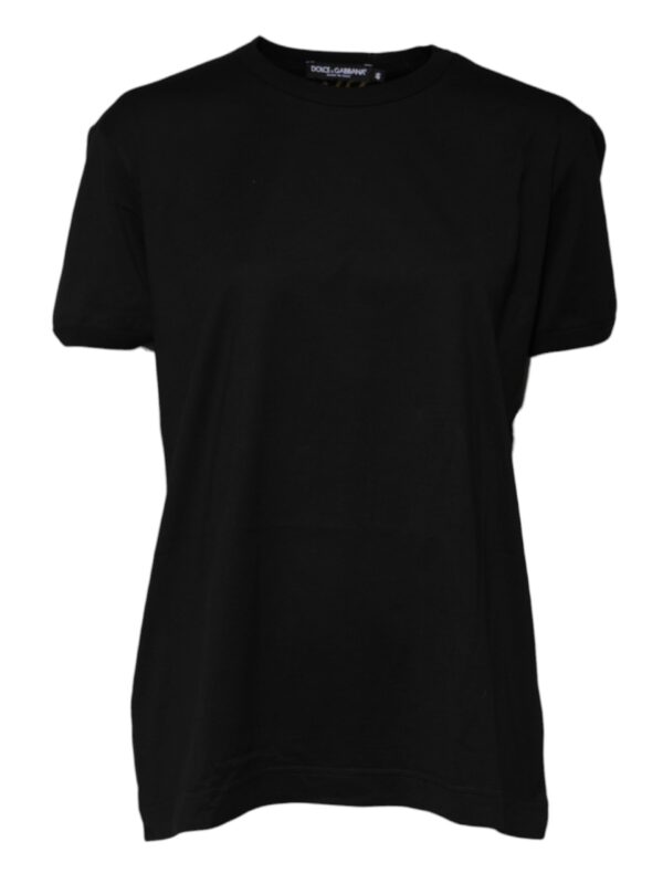 Dolce & Gabbana Black Cotton Goodluck Tee Crew Neck T-shirt