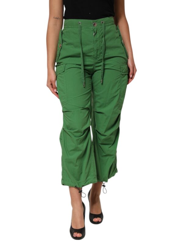 Dolce & Gabbana Green Cotton High Waist Cargo Trouser Pants