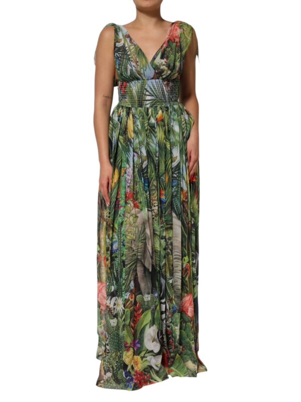Dolce & Gabbana Green Tropical JunglePrint A-line Maxi Dress