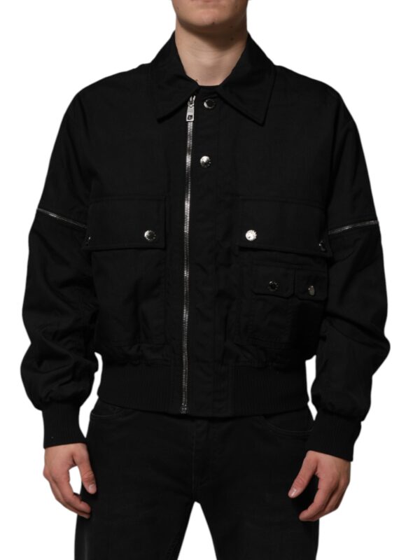 Dolce & Gabbana Black Patch Pocket Full Zip Bomber Jacket