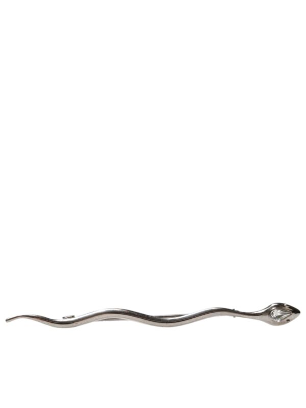 Dolce & Gabbana Silver Brass Crystal Spilla Serpente Mens Brooch Pin
