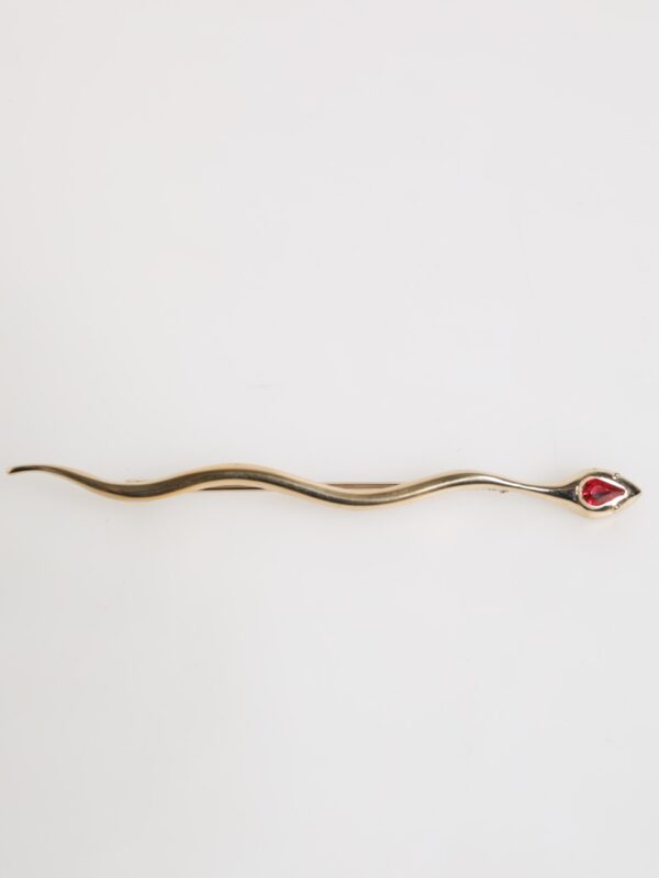 Dolce & Gabbana Gold Brass Red Crystal Spilla Serpente Mens Brooch Pin