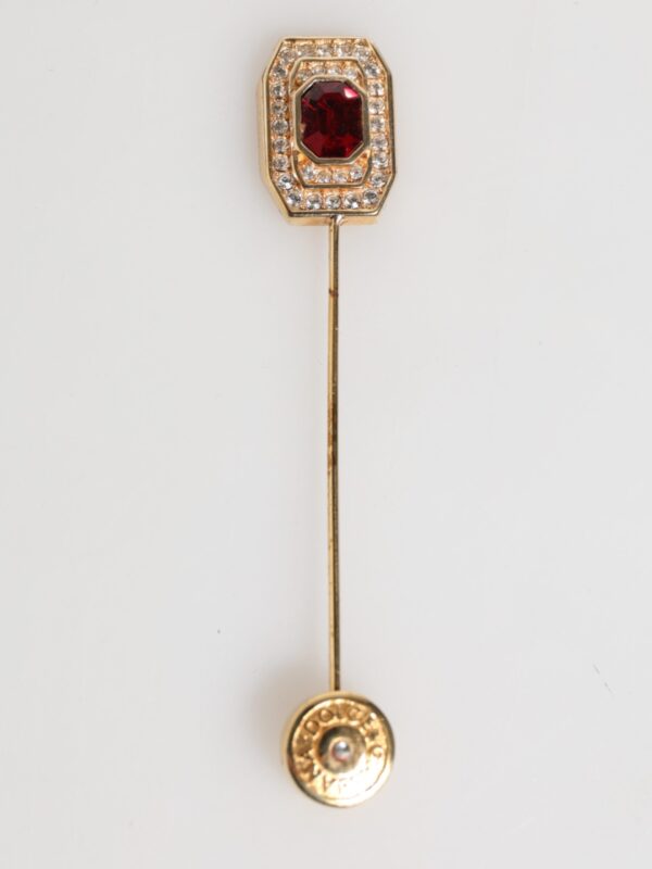 Dolce & Gabbana Rhinestone Embellished Sterling Silver Collar Brooch Pin