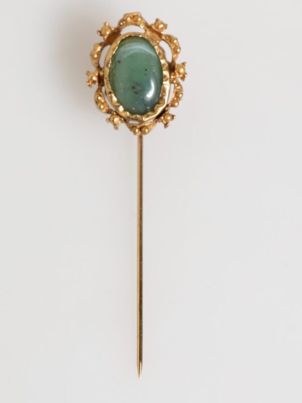 Dolce & Gabbana Gold Tone Green Stone Antique Men Accessory Brooch Pin