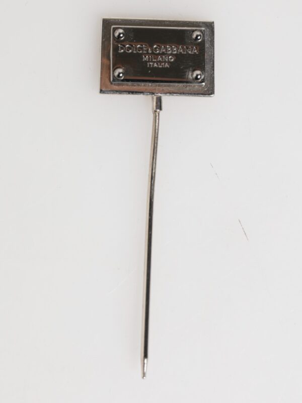 Dolce & Gabbana Silver Tone Logo Plaque Lapel Men Accessory Brooch Pin