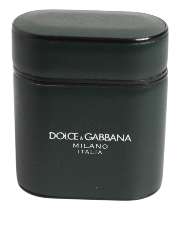 Dolce & Gabbana Black Leather Logo Print Flip Holder Men Airpods Case