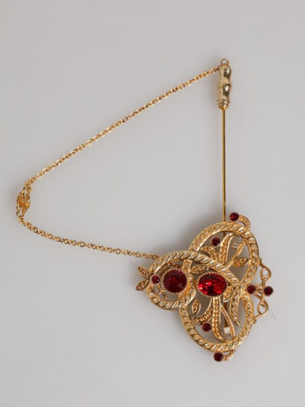 Dolce & Gabbana Gold Tone 925 Sterling Silver Crystal Chain Brooch Pin