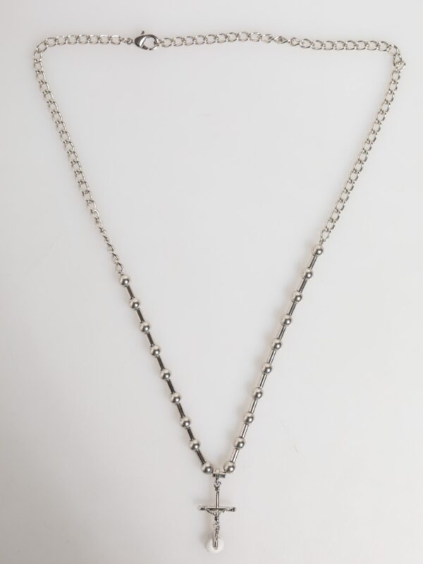 Dolce & Gabbana Silver Tone Brass Chain Religious Cross Pendant Necklace