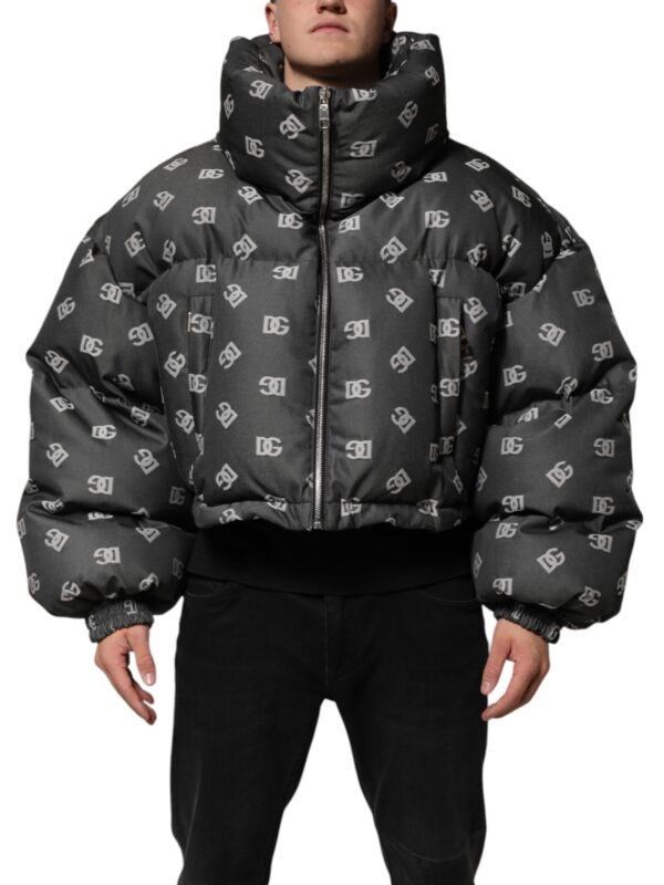 Dolce & Gabbana Black DG Monogram Full Zip Puffer Men Jacket