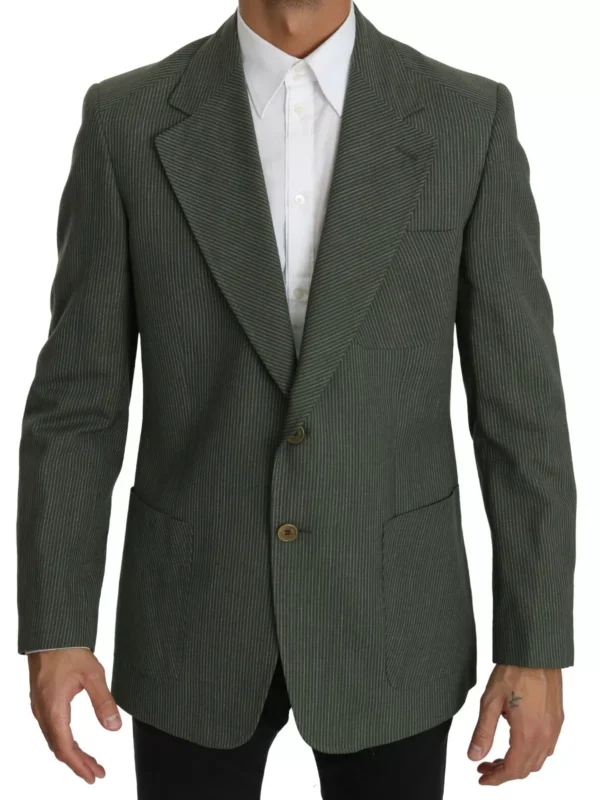 Romeo Gigli Green Linen Blazer One Piece Single Breasted Jacket