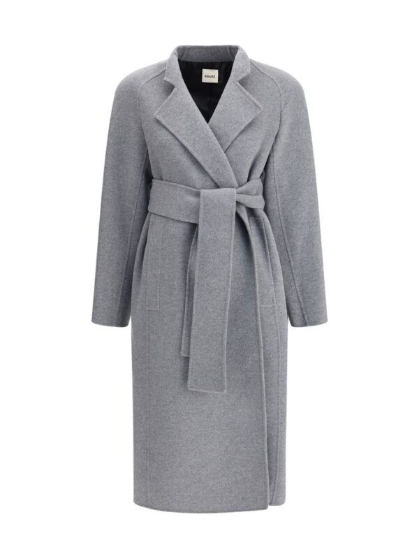 Lux Brands - Women's Long Grey Wool Coat with Belt, Elegant Winter Outerwear for Cold Weather, Designed for Sophistication and Comfort.