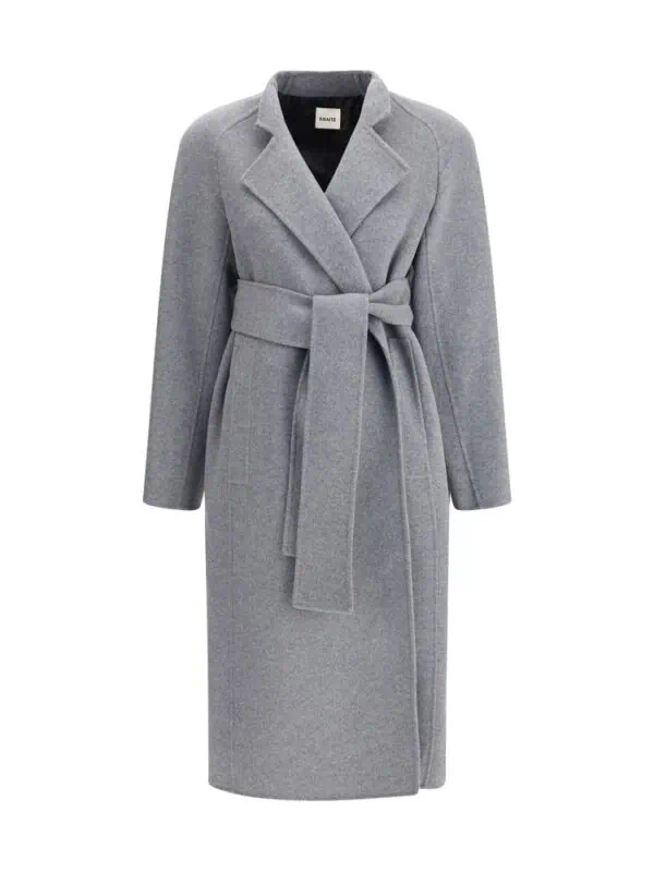 Lux Brands - Women's Long Grey Wool Coat with Belt, Elegant Winter Outerwear for Cold Weather, Designed for Sophistication and Comfort.