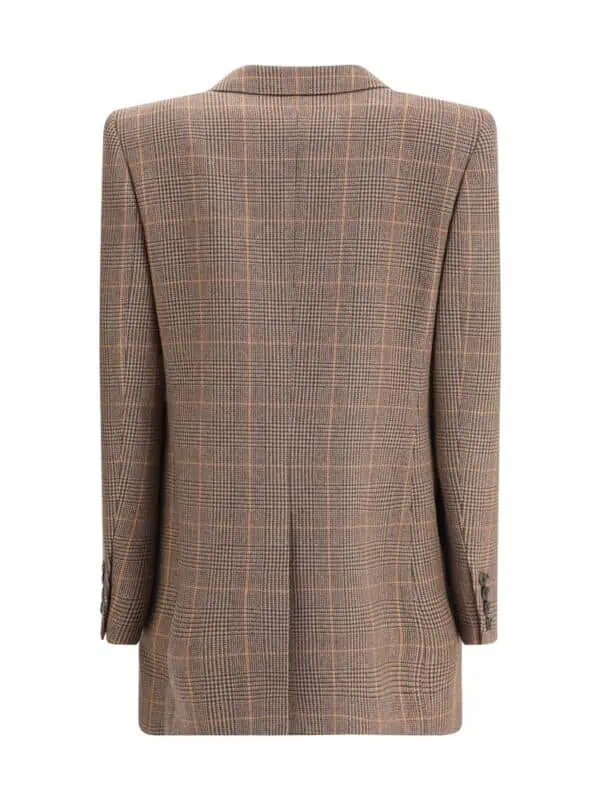 Vintage Brown Checkered Blazer for Men and Women, Classic Tailored Fit, Suitable for Business or Casual Wear, Luxurious Wool Blend Fabric, Stylish and Comfortable.