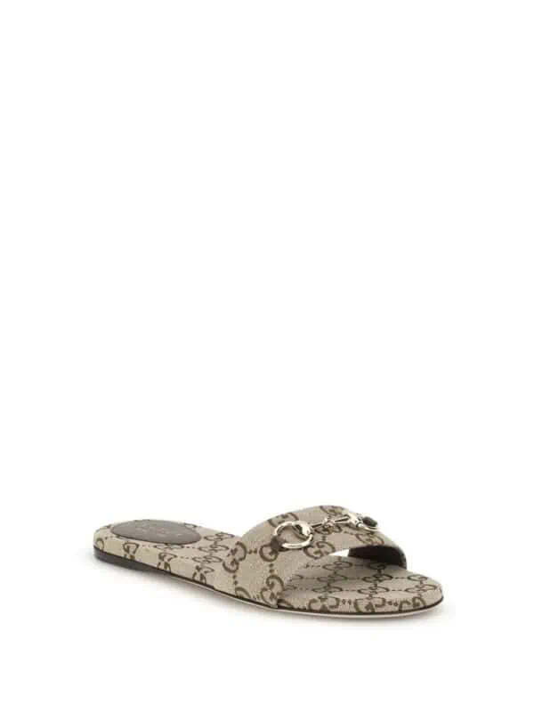 Gucci GG Monogram Slides with Horsebit Detail for Casual Style and Comfort on Lux Brands.