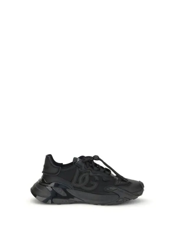 Black luxury sneaker with bold design elements and comfortable fit from Lux Brands. Perfect for fashionable casual wear and making a statement.