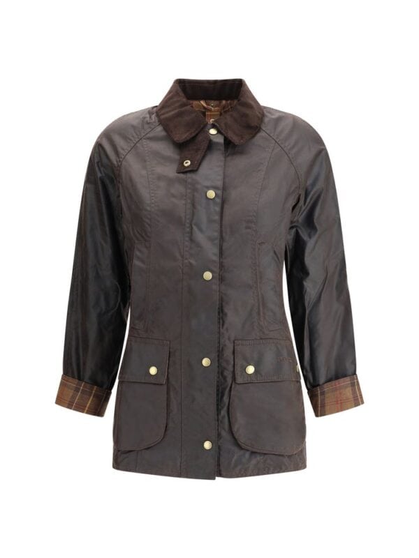 Vintage men's waxed cotton hunting jacket with plaid lining and multiple front pockets. Perfect for outdoor adventures and stylish layering in cold weather. Durable and classic design from Lux Brands.