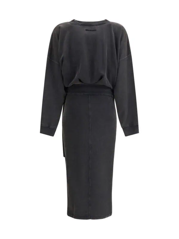 Black oversized sweatshirt and matching high-waisted midi skirt set from Lux Brands for a chic casual look. Comfortable, stylish, perfect for everyday wear with a trendy monochrome design.
