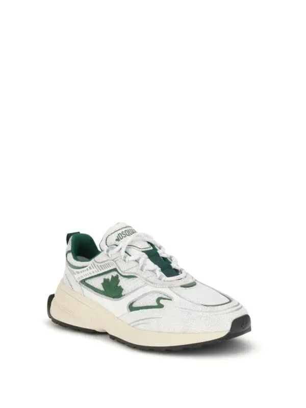 White and green luxury sneaker with modern design, cushioned sole, and branding details from Lux Brands. Perfect for casual or stylish everyday wear.
