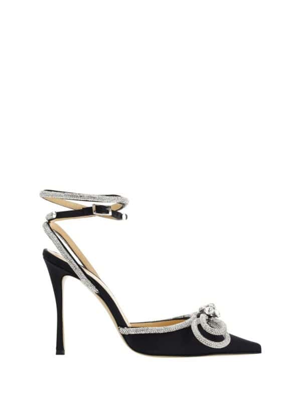 Lux Brands - Elegant black stiletto heel with sparkling rhinestone embellishments and ankle strap for luxurious fashion. Perfect for upscale events and special occasions.