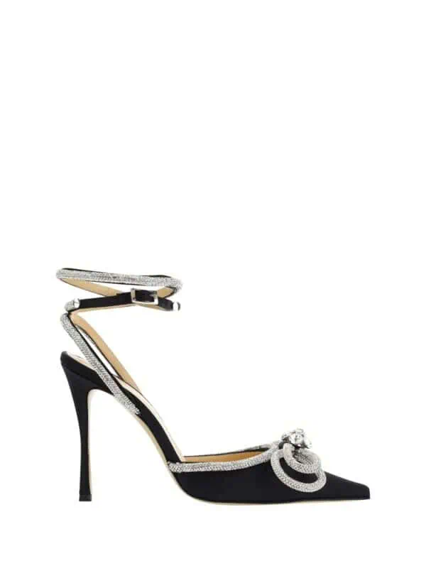 Lux Brands - Elegant black stiletto heel with sparkling rhinestone embellishments and ankle strap for luxurious fashion. Perfect for upscale events and special occasions.