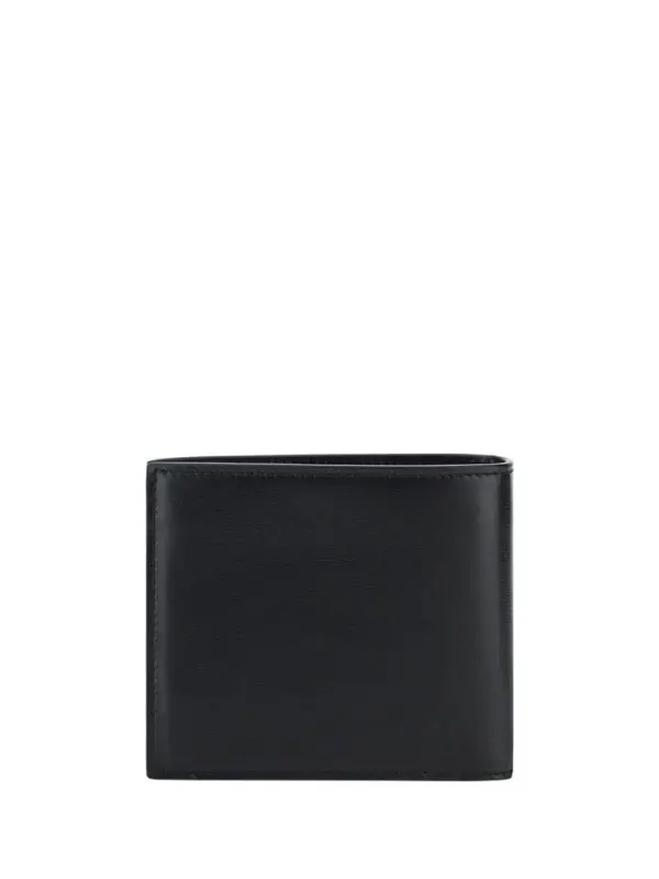 Black men's leather bi-fold wallet with sleek design for luxury style.