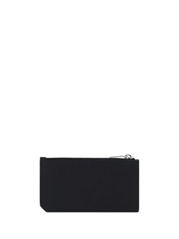 Elegant black leather zippered wallet for men and women, stylish and functional accessory for organizing essentials.