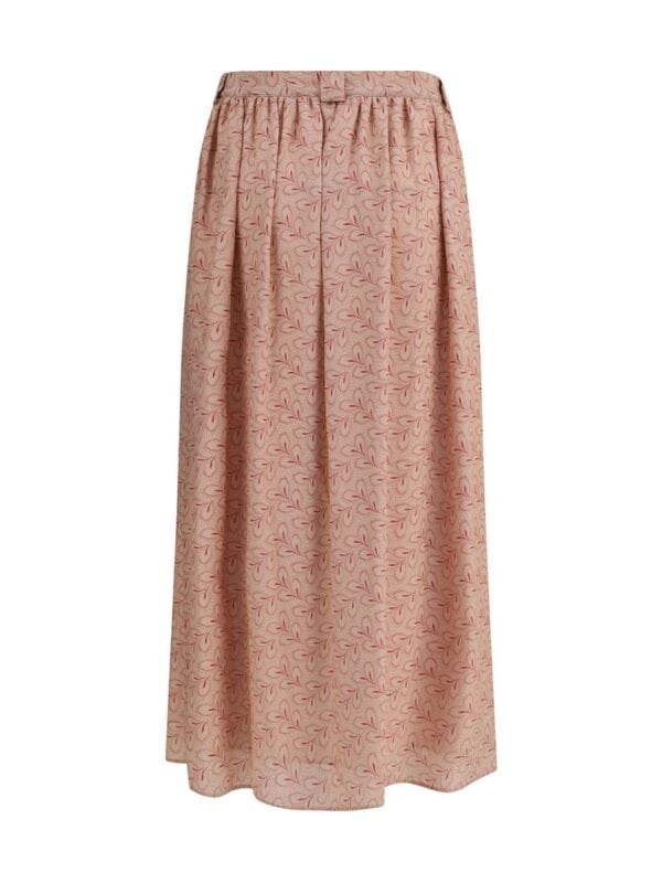 Vegan leather maxi skirt with a floral print, elastic waistband, and flowy silhouette perfect for casual or dressy occasions. Luxurious and stylish, adds elegance to any wardrobe.