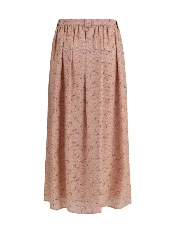 Vegan leather maxi skirt with a floral print, elastic waistband, and flowy silhouette perfect for casual or dressy occasions. Luxurious and stylish, adds elegance to any wardrobe.