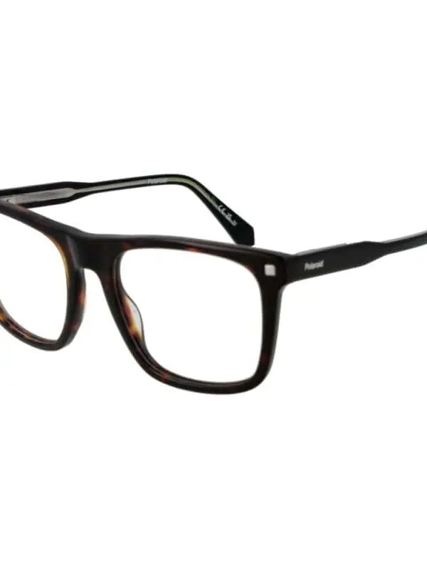 Tortoise shell eyeglasses with black temples, rectangular frame, stylish and professional look. Perfect for everyday wear and enhancing your vision with a touch of elegance.