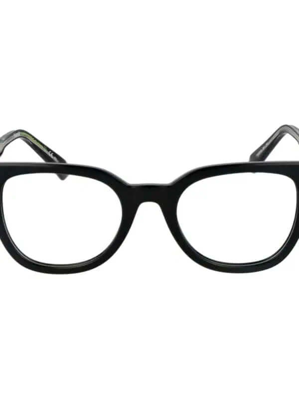 Stylish black eyeglasses with clear lenses, perfect for a sophisticated and modern look. Featuring a bold frame design and comfortable fit, ideal for everyday wear and fashion statements.