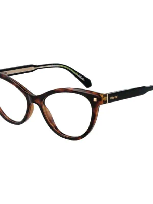 Brown tortoise shell eyeglasses with black temples and gold accents, stylish and durable for everyday wear.