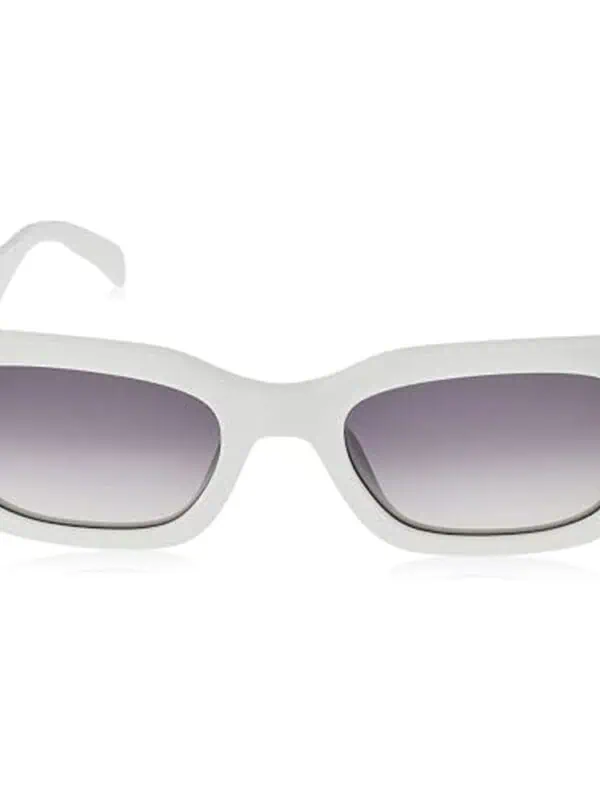 White oversized rectangular sunglasses with dark tinted lenses for a bold fashion statement.