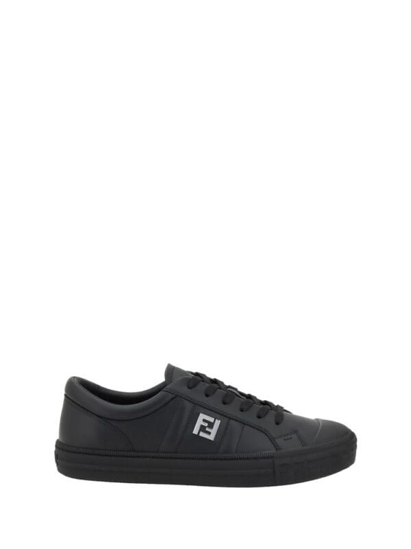 Black Fendi sneakers with logo detail, stylish and comfortable footwear for casual or sporty outfits. Perfect for making a chic statement in everyday wear.