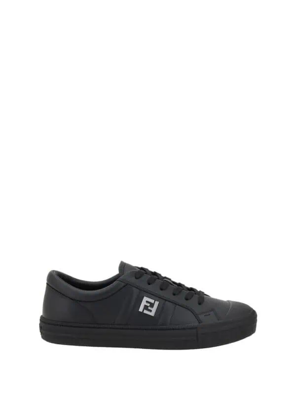 Black Fendi sneakers with logo detail, stylish and comfortable footwear for casual or sporty outfits. Perfect for making a chic statement in everyday wear.