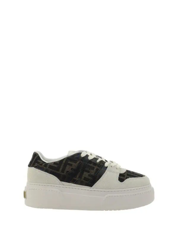 Fendi FF logo chunky sneakers with black and white colorway, stylish and luxury footwear for men and women. Perfect for trendy casual outfits and streetwear fashion statements.