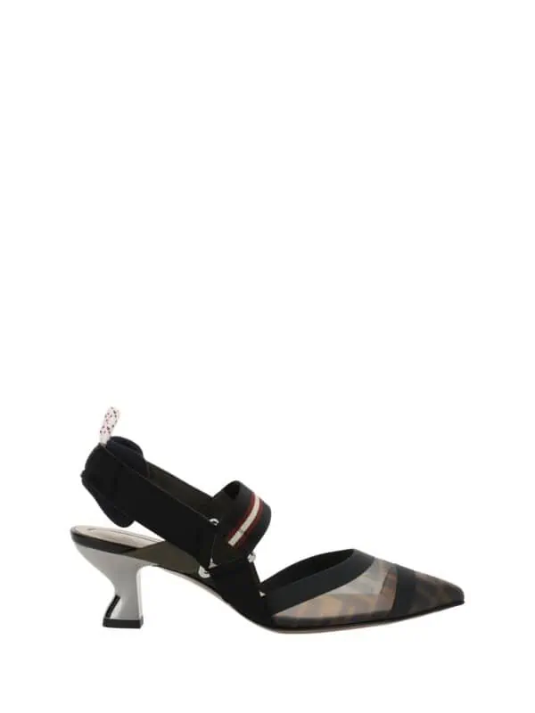 Brightly colored women's high heel shoe featuring a pointed toe, transparent strap details, and a stylish sole, perfect for fashion-forward occasions.