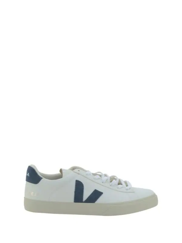 White and navy casual sneakers with side logo from Lux Brands.