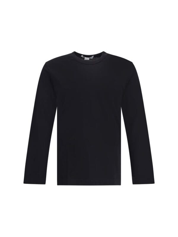 Black long sleeve crewneck t-shirt for men, versatile and stylish casual wear. Made from high-quality fabric for comfort and durability, perfect for everyday fashion.