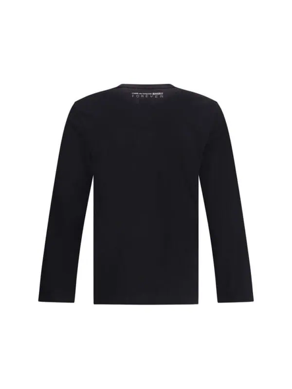 Black long sleeve T-shirt with "Forever" branding on the back, stylish and versatile casual wear from Lux Brands.