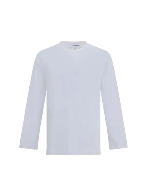 White long sleeve crewneck T-shirt, versatile casual wear for men and women. Perfect for everyday fashion, comfortable, and stylish. Made from high-quality cotton fabric for a soft touch.