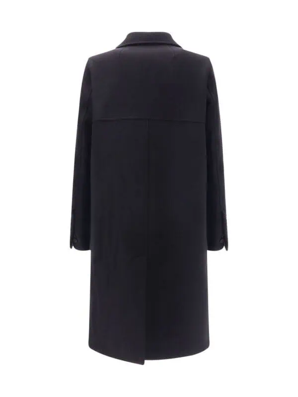 Lux Brands - Elegant long black coat with classic tailored design, perfect for sophisticated winter fashion. Made from high-quality materials for style and warmth.