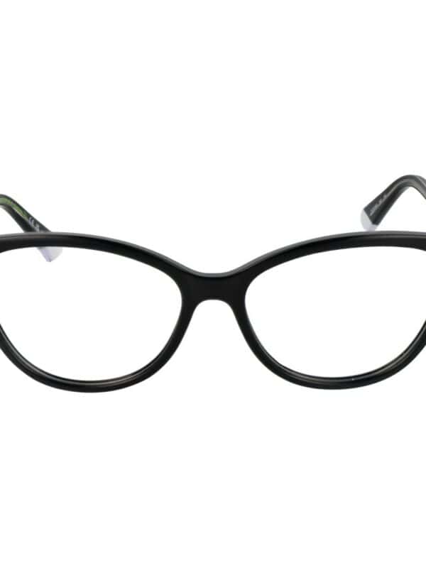 Black cat-eye eyeglasses with bold frames for a stylish look. Perfect for fashion-forward individuals seeking a chic and sophisticated accessory.