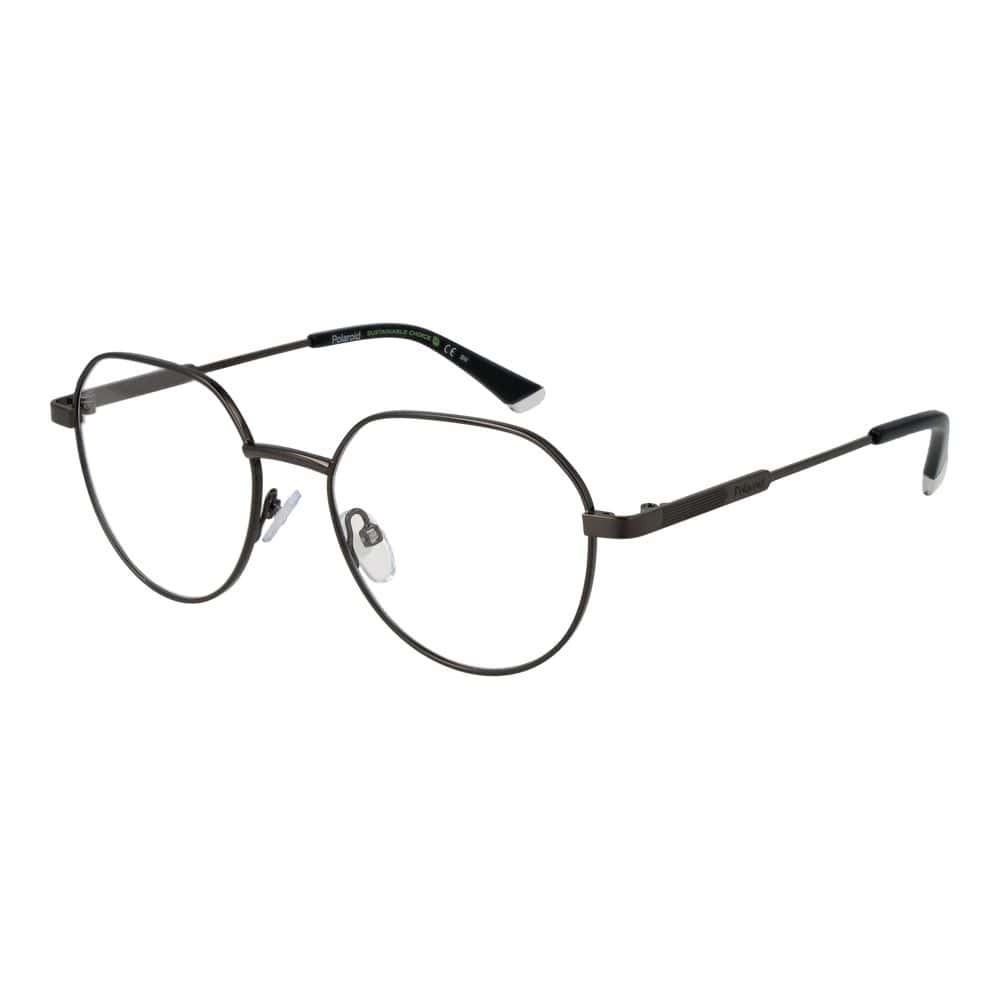 Polaroid metal frame eyeglasses with adjustable nose pads and thin black temples for a sleek, modern look. Perfect for everyday wear or professional settings.
