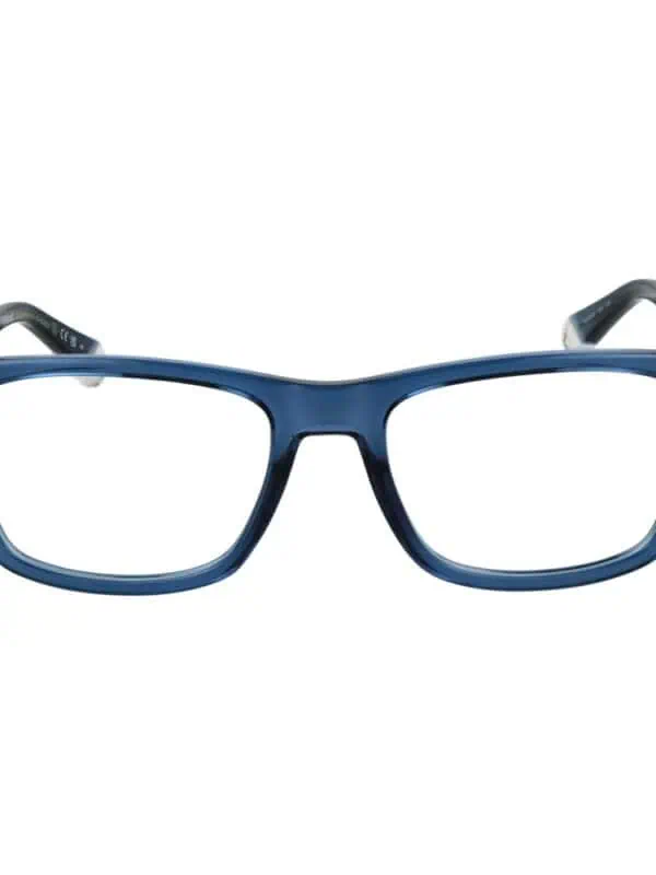 Stylish blue prescription eyeglasses with a modern rectangular frame for a sophisticated look. Perfect for everyday use and enhancing your vision with contemporary style.